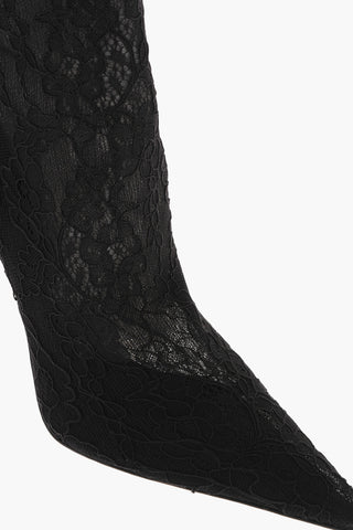 Stivaletti In Pizzo Elasticizzato Con Punta Stretta 11cm