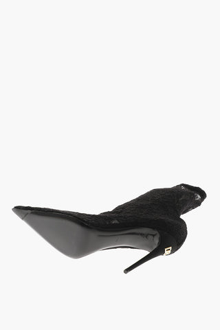 Stivaletti In Pizzo Elasticizzato Con Punta Stretta 11cm