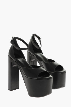 Leather Sandals With Strap And Platform 17 Cm Heel