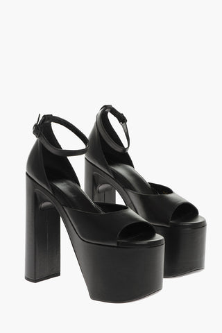 Leather Sandals With Strap And Platform Heel 17 cm