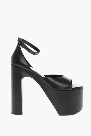Leather Sandals With Strap And Platform 17 Cm Heel