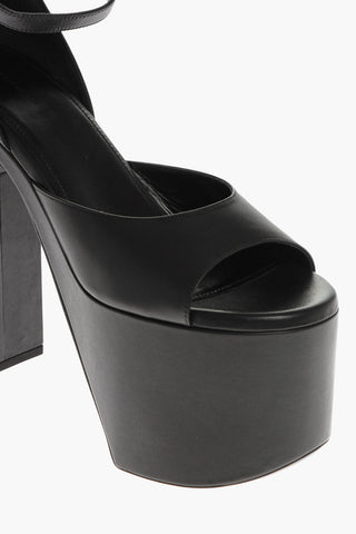 Leather Sandals With Strap And Platform Heel 17 cm