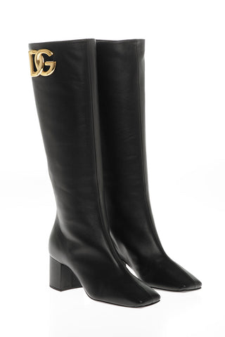 Leather Boots With Statement Logo