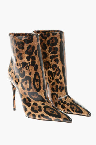 Animalier Print Patent Leather Booties Heel 11 cm