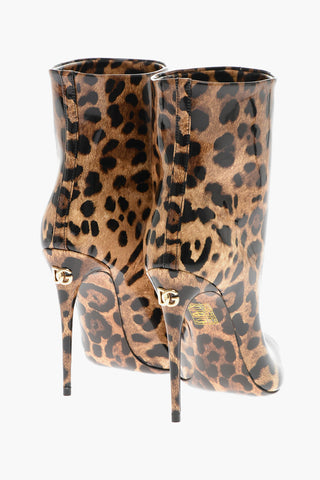 Animalier Print Patent Leather Booties Heel 11 cm