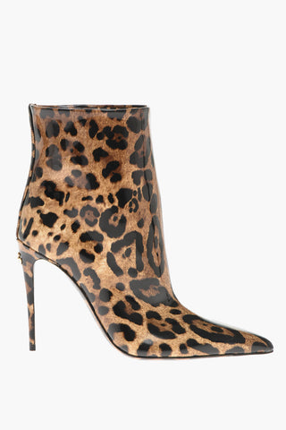 Animalier Print Patent Leather Booties Heel 11 cm
