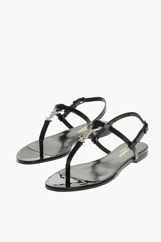 Sandali Infradito CASSANDRA in Vernice con Logo Gioiello