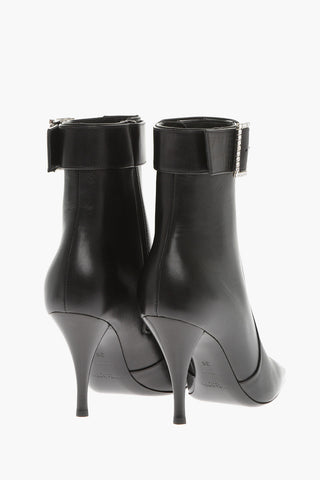 Leather TOM Booties with Jeweled Buckle 9cm