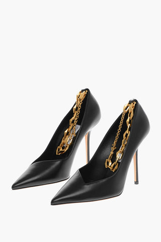Pumps in Pelle DIAMOND con Dettaglio Catena 10cm