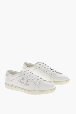 Lace-up Leather Sneakers with Studded Logo