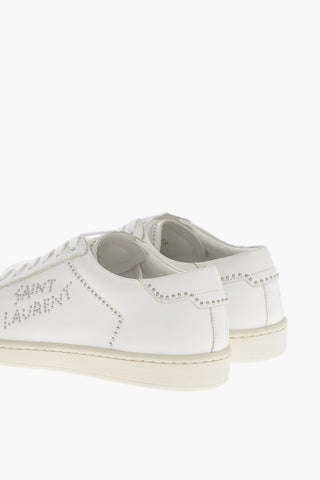 Lace-up Leather Sneakers with Studded Logo