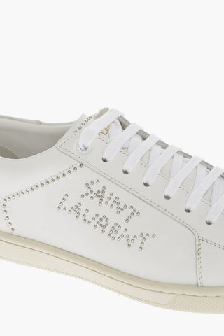 Lace-up Leather Sneakers with Studded Logo