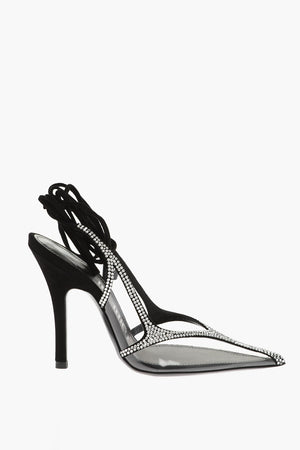 Transparente Slingbacks VENUS CHROME mit Kristallen 10cm