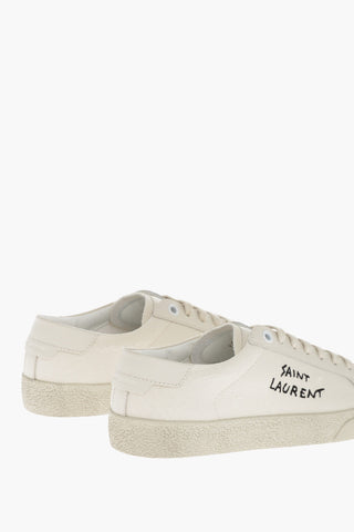 Lace-up Canvas Sneakers with Embroidered Logo
