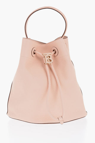Grained Leather Bucket Bag with TB Application