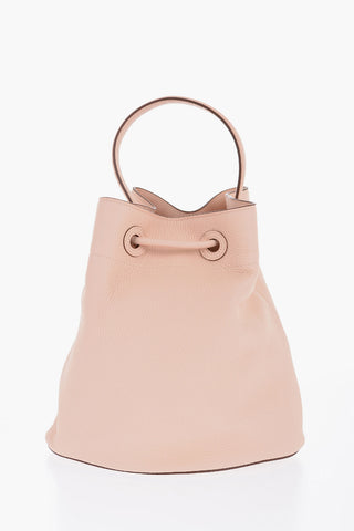 Grained Leather Bucket Bag with TB Application