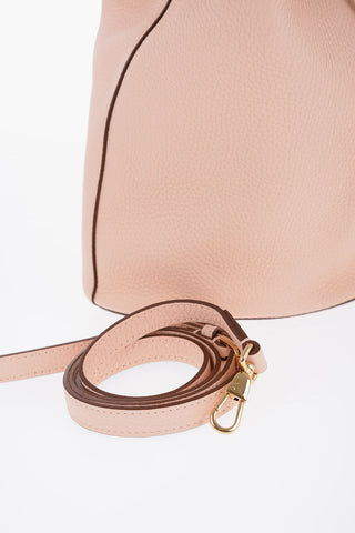 Grained Leather Bucket Bag with TB Application