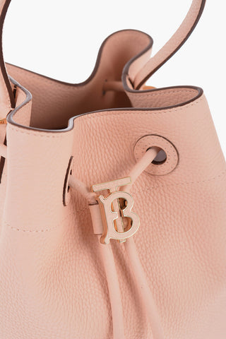 Grained Leather Bucket Bag with TB Application