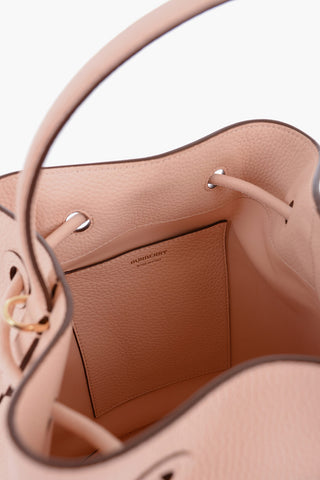 Grained Leather Bucket Bag with TB Application