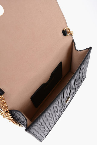 Borsa in Pelle Plissettata con Applicazione Metallica