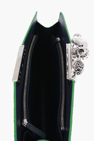 Leather Croco-effect Clutch with Jewelles Closure