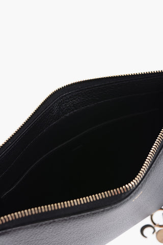 Grained Leather ALPHABET Clutch with Wrist Strap
