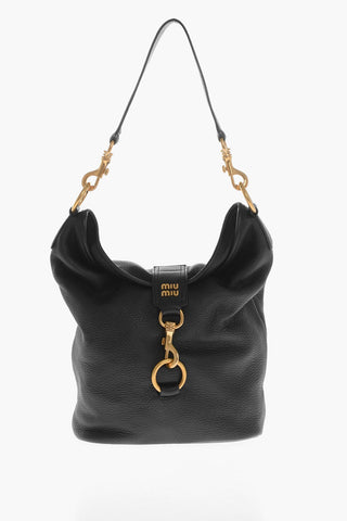 Borsa a Secchiello in Pelle Martellata con Moschettone