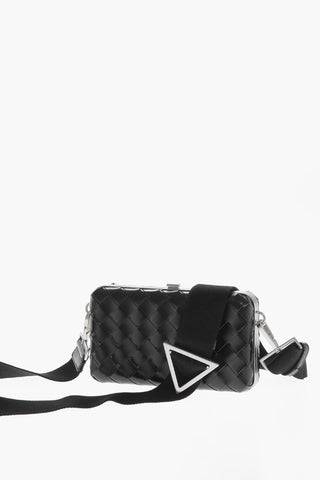 Woven Leather Clucth with Shoulder Strap