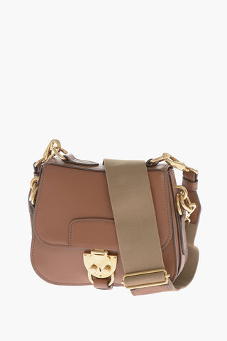 Leather Crossbody Bag with Snap Closure