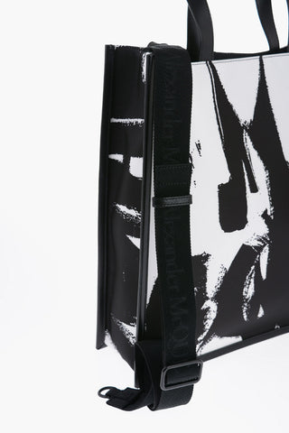 Logoed Fabric Tote Bag with Leather Detail