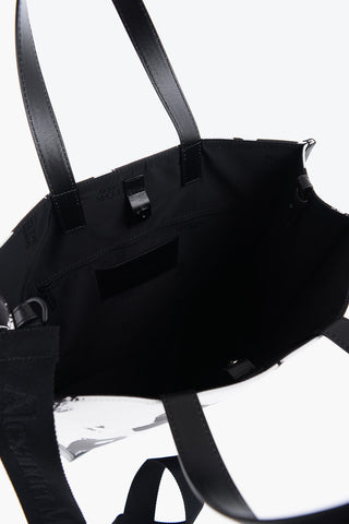 Logoed Fabric Tote Bag with Leather Detail