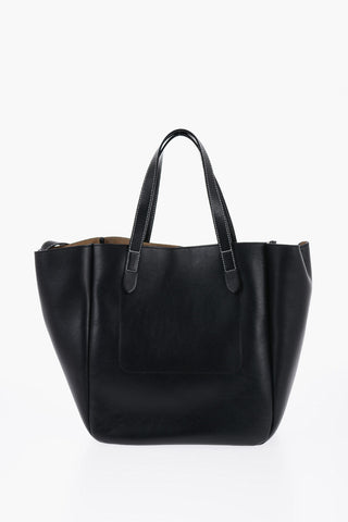 Leather Tote Bag with Chain Detail