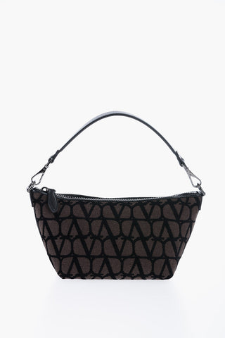 Borsa a Spalla Logata con Inserti in Pelle