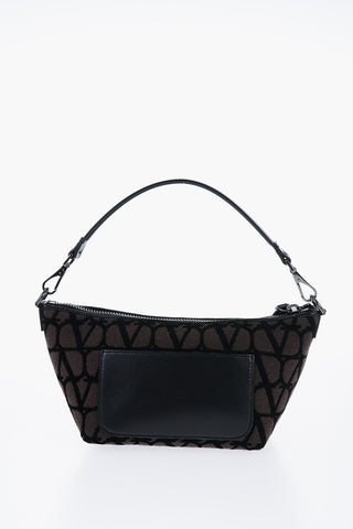 Borsa a Spalla Logata con Inserti in Pelle