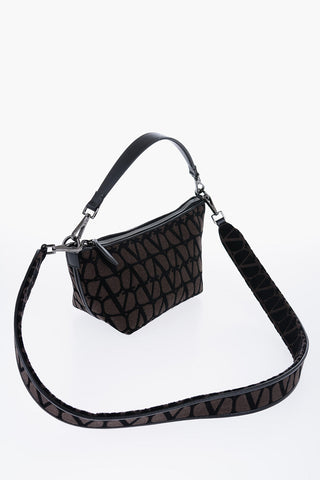 Borsa a Spalla Logata con Inserti in Pelle