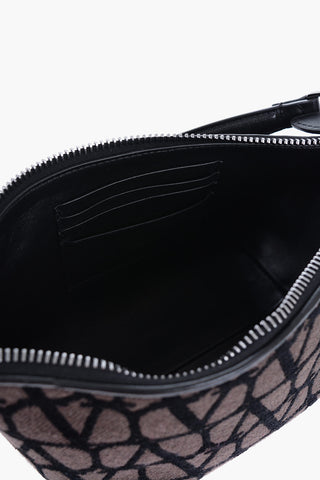 Borsa a Spalla Logata con Inserti in Pelle