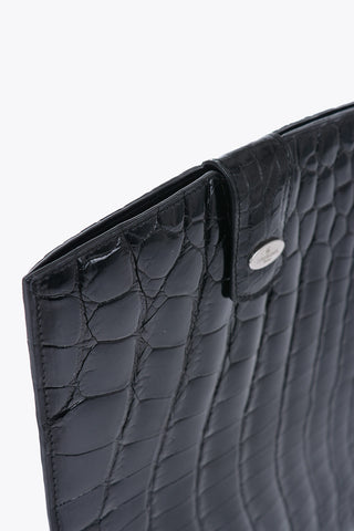 Crocodile Leather Table4t Holder with Snap Button