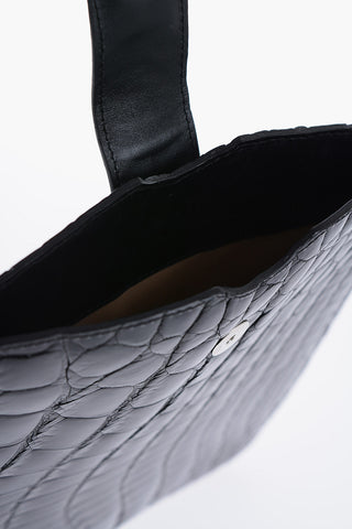 Crocodile Leather Table4t Holder with Snap Button