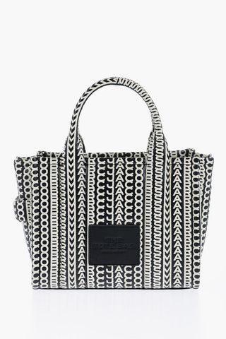 Printed Leather Tote Bag with Monogrammed Motif