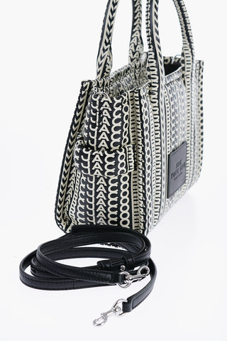 Printed Leather Tote Bag with Monogrammed Motif