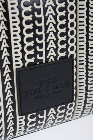 Printed Leather Tote Bag with Monogrammed Motif