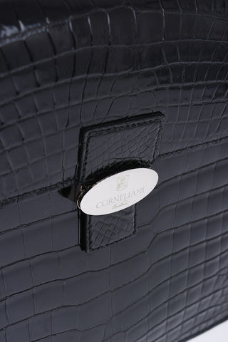 Borsa Business in Pelle di Coccodrillo con Chiusura a Scatto
