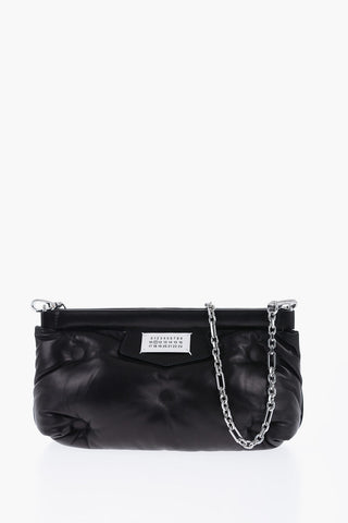 MM11 Padded Leather GLAM SLAM Clutch with Chain Shoulder Strap