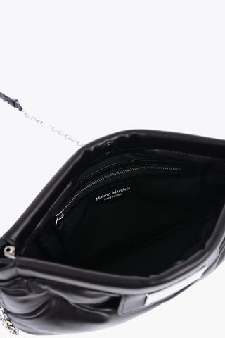 MM11 Padded Leather GLAM SLAM Clutch with Chain Shoulder Strap