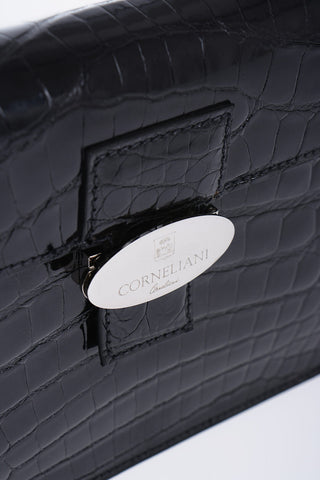 Crocodile Leather Clutch with Snap Closure