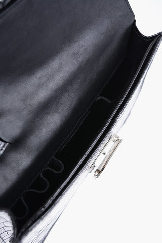 Crocodile Leather Clutch with Snap Closure