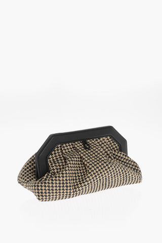 Braided raffia Clutch With Leather Details
