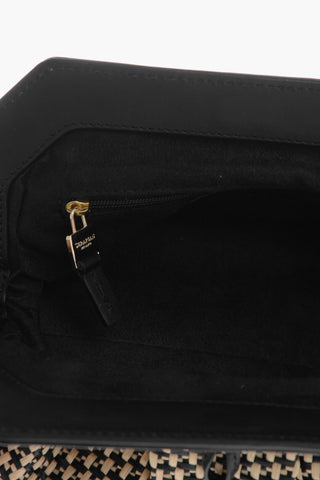 Braided raffia Clutch With Leather Details