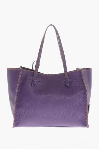 MARCELLA CLUB Hammered Leather Shoulder Bag Contrasting Seams