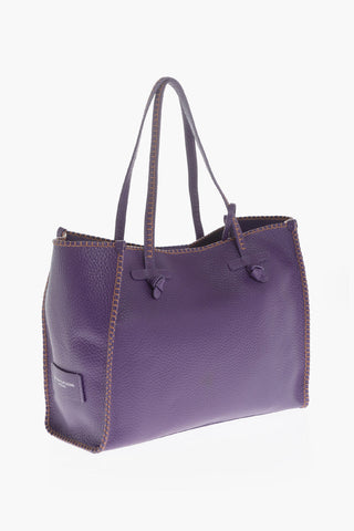 MARCELLA CLUB Hammered Leather Shoulder Bag Contrasting Seams